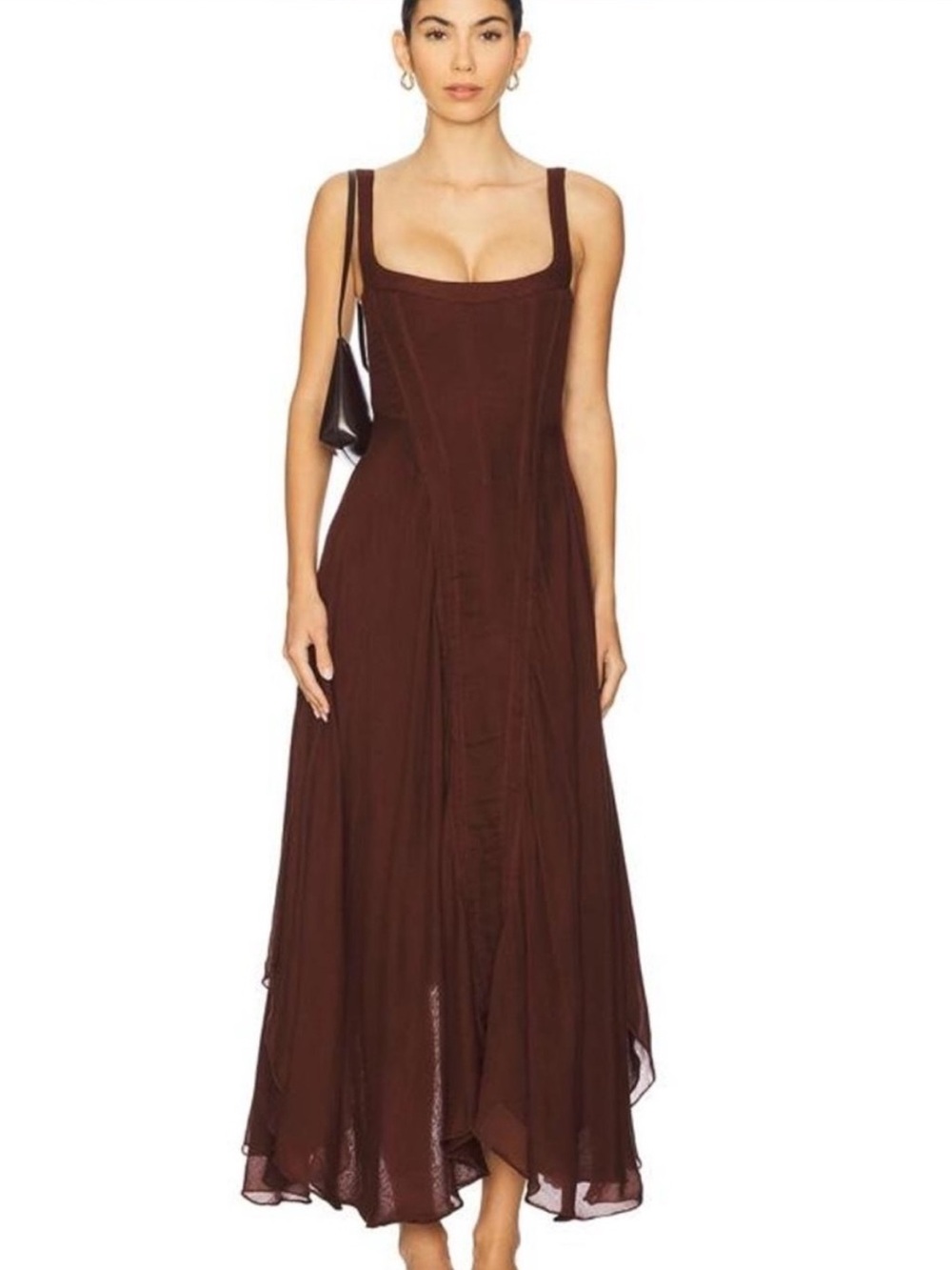 Understated Leather Honey Moon Dress in Chocolate size small